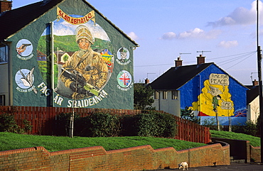 Murals on the wall of a house, Belfast, County Antrim, Ulster, Northern Ireland, United Kingdom, Europe