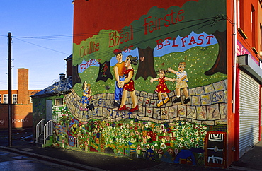 Murals on the wall of a house, Belfast, County Antrim, Ulster, Northern Ireland, United Kingdom, Europe