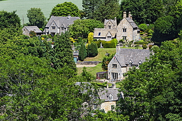 View of the village of Snowshill, Gloucestershire, Cotswolds, England, Great Britain, Europe