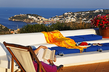 Terrace of the holiday rental Gabbiano, Island of Ponza, Pontine Islands, Lazio, Italy, Europe