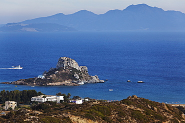 View of Agios Stefanos and the peninsula of Kefalos, Kos, Dodecanese Islands, Greece, Europe