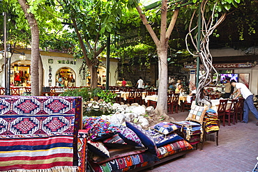 Restaurant in the bazaar in the Old Town of Fethiye, lycian coast, Mediterranean Sea, Turkey