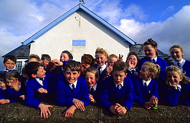 School children in Lough in Luir, near Derrybeg, County Donegal, Ireland, Europe