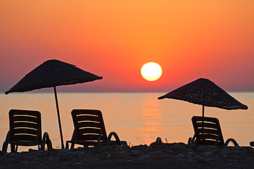 Sunrise at the beach, Cirali, lycian coast, Mediterranean Sea, Turkey, Asia