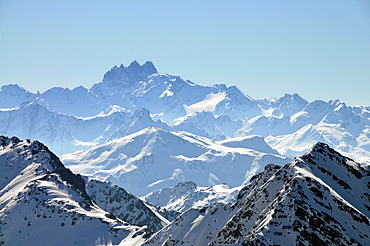 View from the Hochjoch onto Fluchthorn, Montafon, Vorarlberg, Austria, Europe