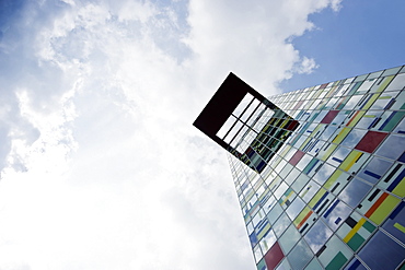 Colourful high rise building at the Media Harbour, Duesseldorf, North Rhine-Westphalia, Germany, Europe