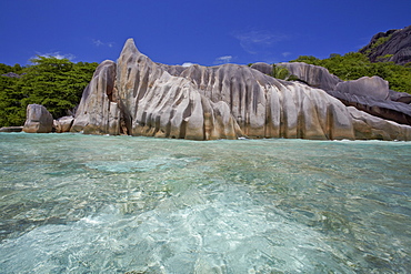 Granite rocks on the beach of Anse Source d'Argent, La Digue, Seychelles, Indian Ocean