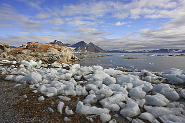 Pack ice on the beach, Hornsund, Spitzbergen, Norway, Europe