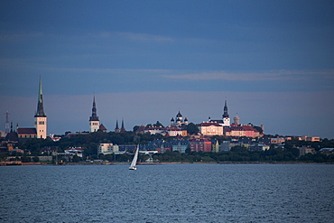 Skyline with churches and Russian Orthodox cathedral of Alexander Nevsky, Tallinn, Harjumaa, Estonia, Baltic States, Europe