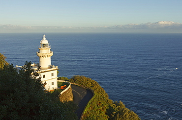 Lighthouse in the sunlight, Monte Igeldo, San Sebastian, Donostia, Camino de la Costa, Camino del Norte, coastal route, Way of St. James, Camino de Santiago, pilgrims way, province of Guipuzcoa, Basque Country, Euskadi, Northern Spain, Spain, Europe