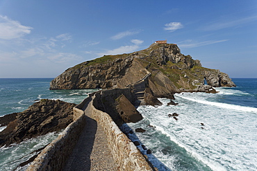 Seaman's chapel on a rocky island, San Juan de Gaztelugatxe, Cape of Matxitxako, Province of Guipuzcoa, Basque Country, Euskadi, Northern Spain, Spain, Europe