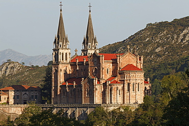 Basilica de Santa Maria la Real, Basilica, church, 19th. century, Covadonga, place of pilgrimage, near Cangas de Onis, Picos de Europa, province of Asturias, Principality of Asturias, Northern Spain, Spain, Europe