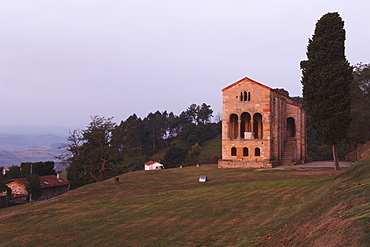 Santa Maria del Naranco, summer residence of King Ramiro I, afterwards church, 9 century, Pre-Romanesque, UNESCO World Heritage Site, Monte Naranco, mount, near Oviedo, Camino Primitivo, Camino de Santiago, Way of Saint James, pilgrims way, province of Asturias, Principality of Asturias, Northern Spain, Spain, Europe