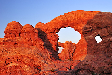 Sunset at Turret Arch, Window Section, Arches National Park, Moab, Utah, Southwest, USA, America