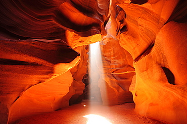 Sunbeams falling in colourful sandstone slot canyon, Upper Antelope Canyon, Antelope Canyon, Page, Arizona, Southwest, USA, America