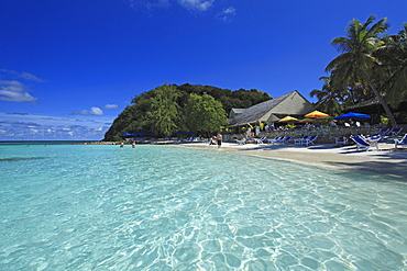 People on Pineapple Beach, Antigua, West Indies, Caribbean, Central America, America