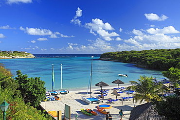 People on the beach in a bay, The Veranda Resort & Spa, Antigua, West Indies, Caribbean, Central America, America