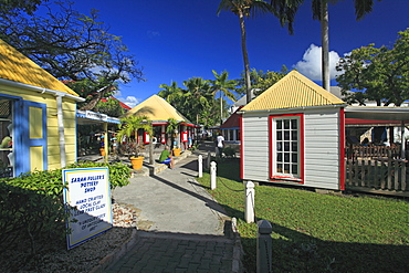 Houses at Redcliff Quay in the sunlight, Saint John's, Antigua, West Indies, Caribbean, Central America, America