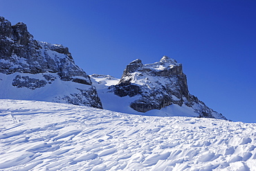 View towards Kleine Sulzfluh, backcountry ski tour Sulzfluh, Raetikon, Montafon, Vorarlberg, Austria