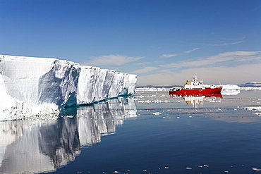 Tabular Iceberg and cruiseship, Weddell Sea, Antarctica