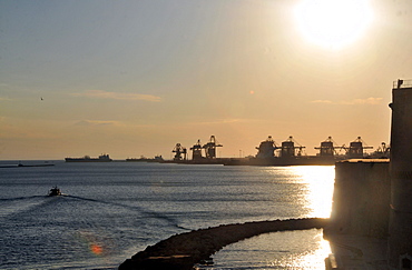 Harbour at sunset, Taranto, Apulia, Italy