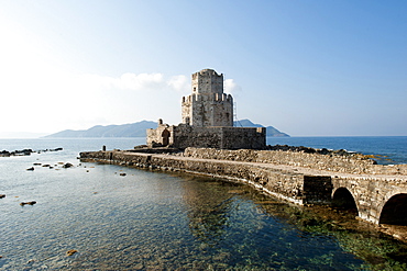 Bourtzi tower on the waterfront, Methoni, Peloponnese, Greece, Europe