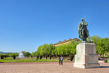 Esplanade gardens with Ney statue, Metz, Lorraine, France, Europe