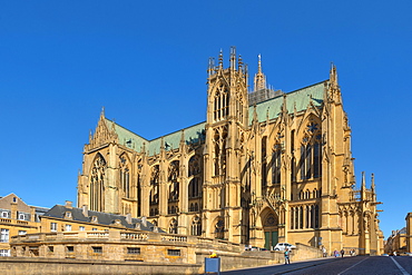 View of the Cathedral St. Etienne, Metz, Lorraine, France, Europe