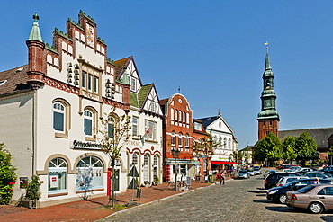 Market place of Toenning, Northern Frisia, Schleswig Holstein, Germany