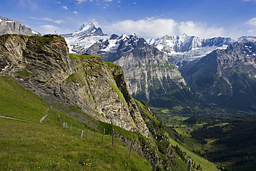 the First above Grindelwald and Schreckhorn, canton of Bern, Switzerland, Europe