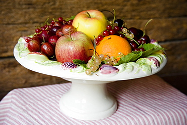 Fruit bowl with apples, oranges and redcurrants, Fruit