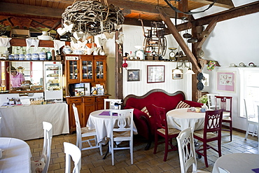 Interior view of Stelly's Huus, restaurant and cafe, Oevenum, Foehr, North Frisian Islands, Schleswig-Holstein, Germany, Europe