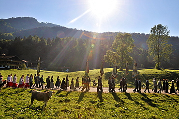 Pilgrimage to the Oelberg chapel at Sachrang, Chiemgau, Bavaria, Germany, Europe