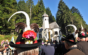 Field mass in front of the Oelberg chapel, Sachrang, Chiemgau, Bavaria, Germany, Europe