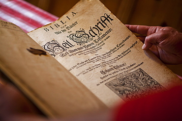 The holy bible of Gasterntal in Hotel Steinbock, Sulden, Gastern Valley, Bernese Oberland, Canton of Bern, Switzerland