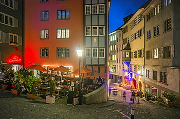 Restaurant in Niederdorf in the evening, Niederdorf, Zurich, Switzerland