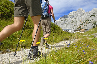 Ascent via Klamml to Gruttenhuette, Ellmauer Halt, Wilder Kaiser, Tyrol, Austria