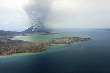 Tavurvur volcano and surroundings. Tavurvur Volcano, Rabaul, East New Britain, Papua New Guinea, Pacific