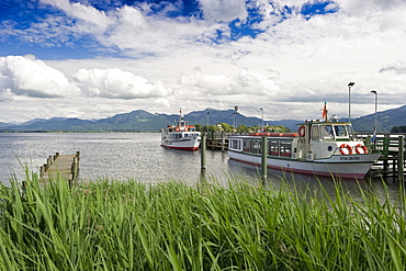 Jetty at Gstadt, Chiemsee, Chiemgau, Bavaria, Germany