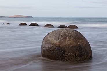 Moeraki Boulders, spherical concretions, stone ball, Otago, South Island, New Zealand