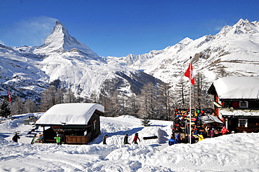 At Riffelberg in the ski resort of Zermatt with Matterhorn in the background, Valais, Switzerland