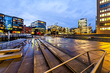 Twilight at Magellan-Terrace in Hafencity, Hamburg, Germany