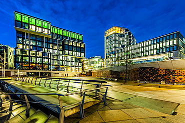 Twilight at Marco-Polo-terrace in Hafencity, Hamburg, Germany