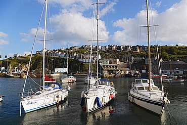 Sailing boats in harbor, Mevagissey, Cornwall, England, United Kingdom