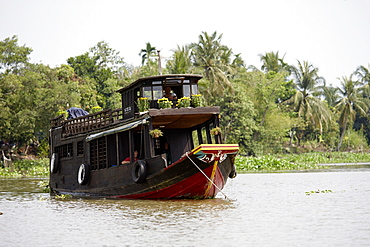 River steamer anchoring, Mekong river cruise, Cao Lanh, Dong Thap, Vietnam