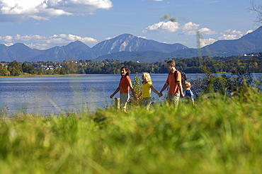 Family at Lake Staffelsee, Upper Bavaria, Bavaria, Germany