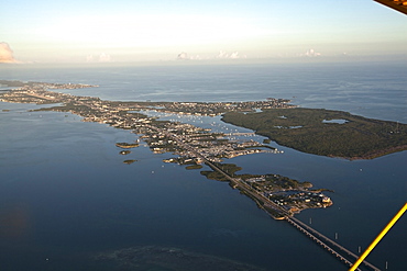 Aerial view of the islands of Florida Keys seen from a biplane, Florida, USA