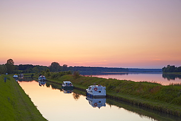 Summer evening on the Canal de la Marne au Rhin at Gondrexange, Moselle, Region Alsace Lorraine, France, Europe