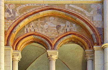 Fresco inside Limburg cathedral, St. Georgs Cathedral, Limburg, Westerwald, Hesse, Germany, Europe