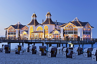 Sellin pier in the evening light, Ruegen, Mecklenburg-Western Pomerania, Germany